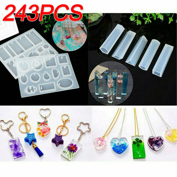 115/128PCS Resin Casting Molds Silicone Mold DIY Jewelry Pendant Making Craft AU