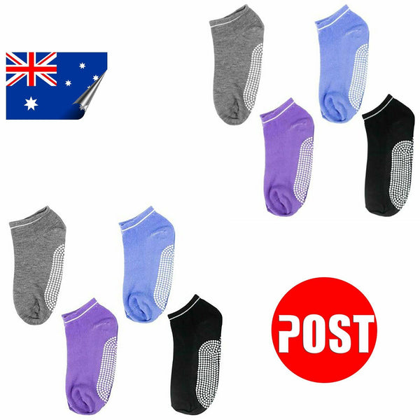 4/8Pairs Women Sports Cotton Rich Pilates Yoga Non-Slip Grip Socks Excercise AU - Lets Party