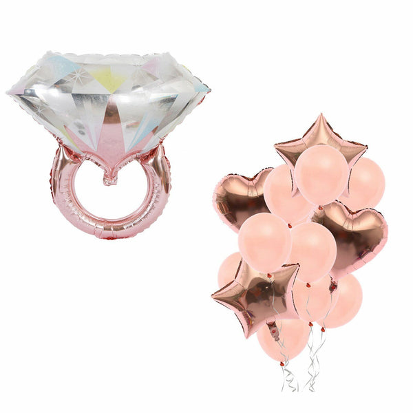 Rose Gold Bridal Shower Decorations Bride to Be Banner Engagement Ring Balloon A