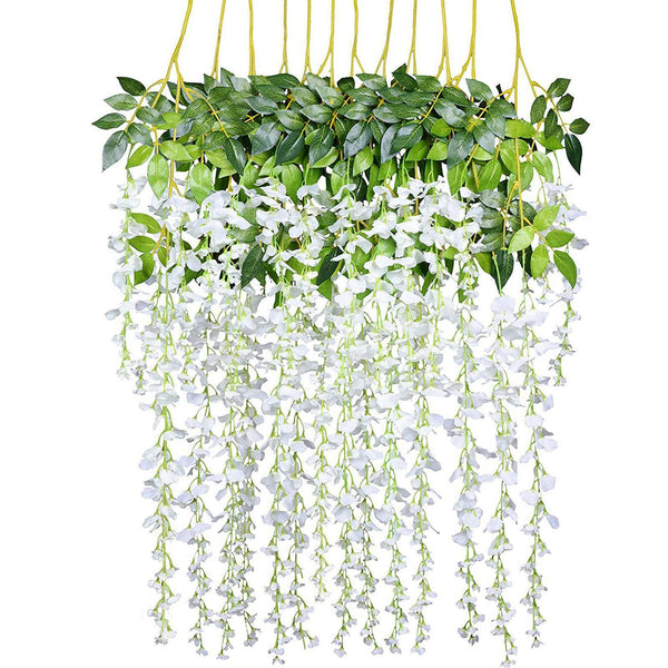 12x Artificial Silk Fake Flower Garland Vine Wisteria Leaf Hanging Wedding Decor