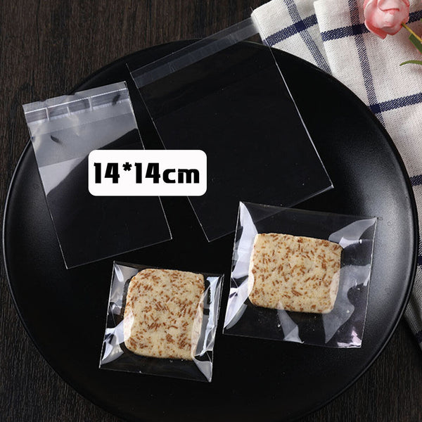 100X Clear Plastic Candy Packaging Bags Self Adhesive Cookie Biscuit Gift Bags