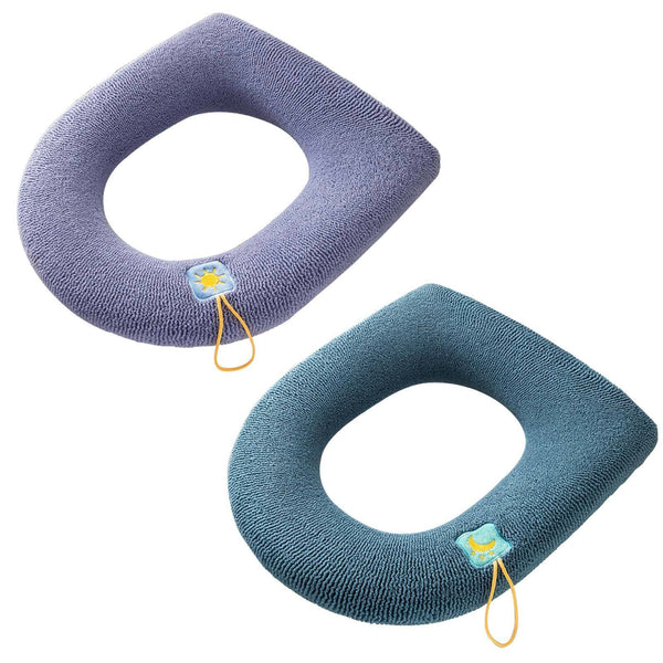 2PCS Winter Warm Soft Washable Toilet Seat Closestool Cover Cushion Warm Mat Pad - Lets Party