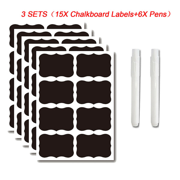 Blackboard Chalkboard Labels and 2x Chalk Pen Kitchen Jar Craft Stickers