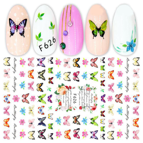5PCS Butterfly Striping Tape 3D Nail Stickers Flowers Leaf Nail Art Decals Deco