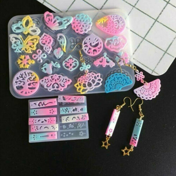 Silicone Hollow Earring Pendant Jewelry Making Mold Resin Mould Casting Craft AU