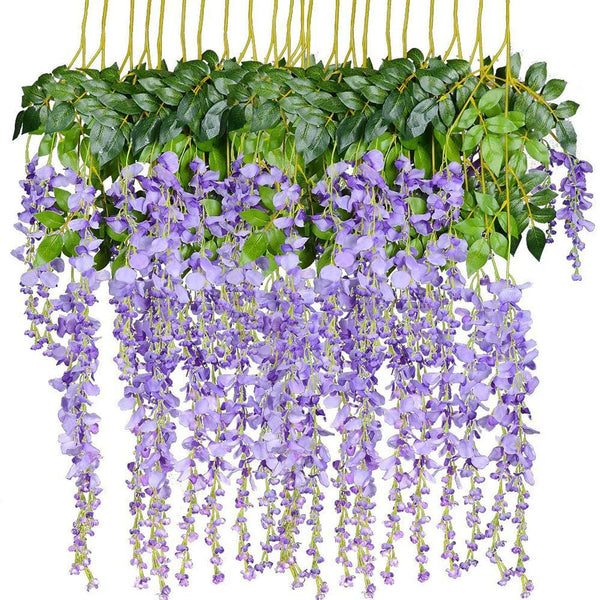 12x Artificial Silk Fake Flower Garland Vine Wisteria Leaf Hanging Wedding Decor