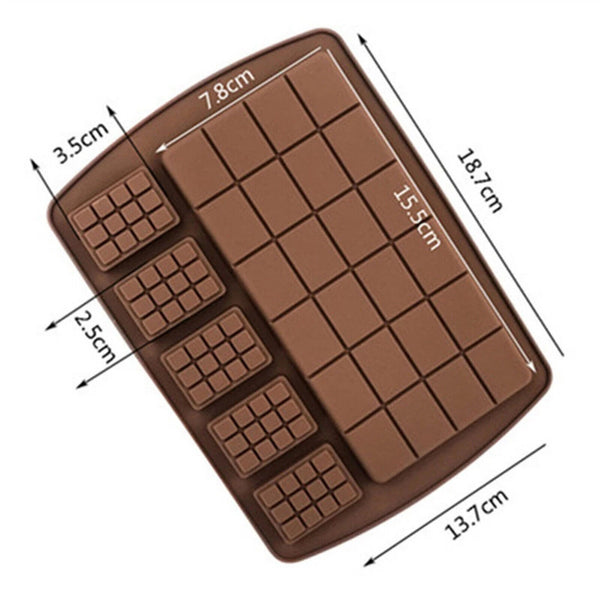 2PCS Chocolate Mould Bar Break Apart Choc Block Ice Tray Silicone Cake Bake Mold