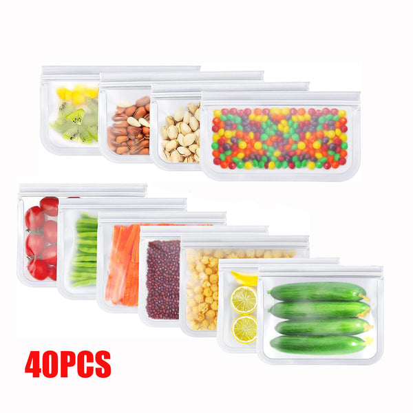 PEVA Silicone Food Storage Bags Reusable Zip Lock Pouch Fresh Sealer AU