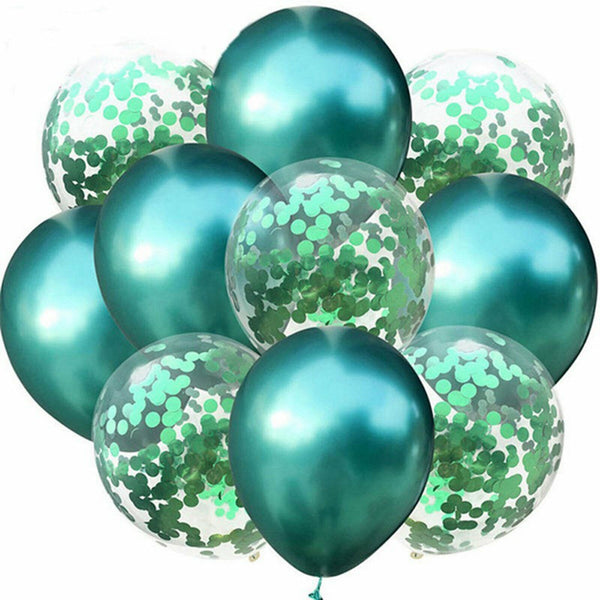10X Confetti Metallic Chrome Retro Balloons Set Wending Birthday Decor Balloon