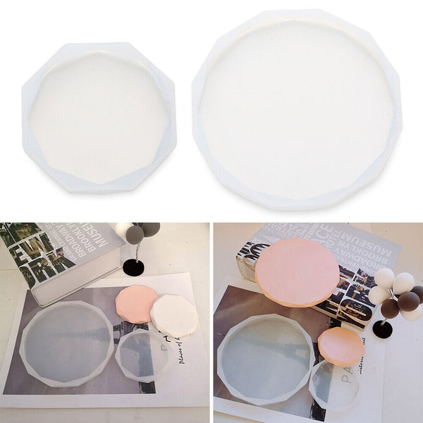 2x Coaster Resin Casting Heart Mold Silicone Agate Making DIY Mould Tool Craft