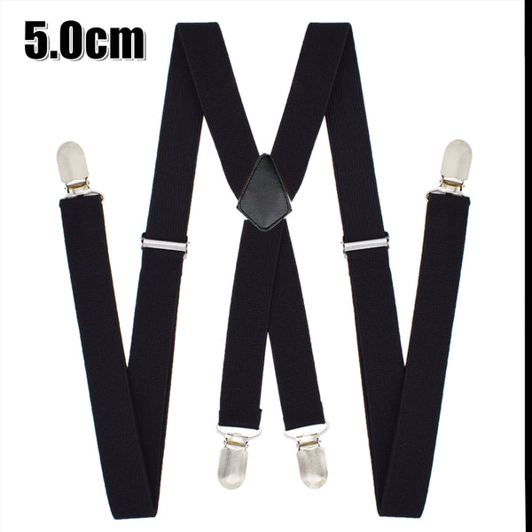 Extra Wide Men's Adjustable Elastic Suspenders Clip On Braces Trouser