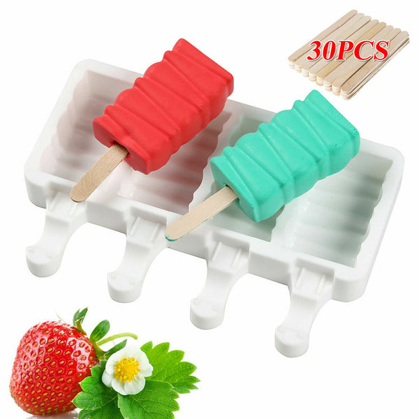 4 Cell Silicone Ice Cream Mold Juice Ice Lolly Maker Ice Lolly Pop Mould AUS - Lets Party