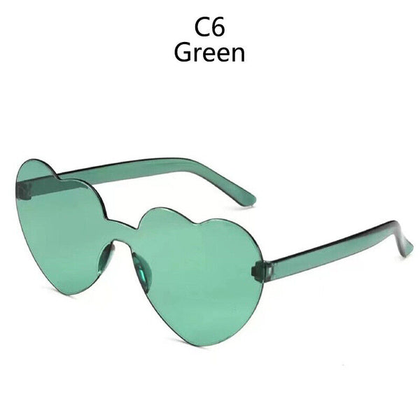 2PCS Love Heart Shape Sunglasses Clear Lens Rimless Festival Glasses Dress Party
