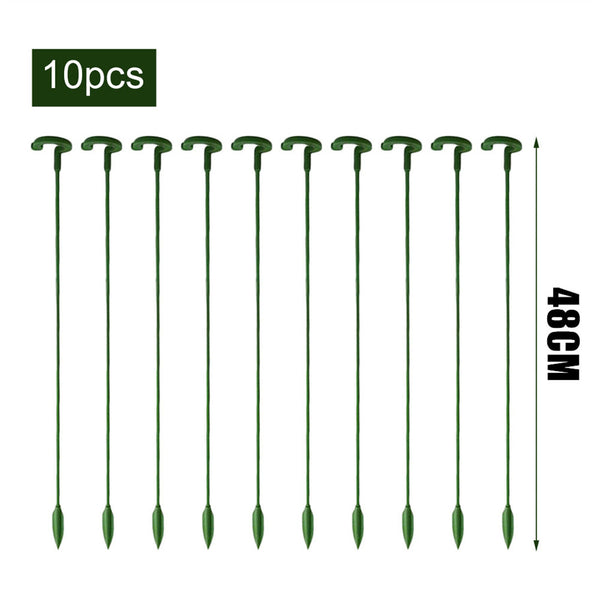 10X Garden Single Stem Support Ring Plants Flower Support Stake Fiberglass Green
