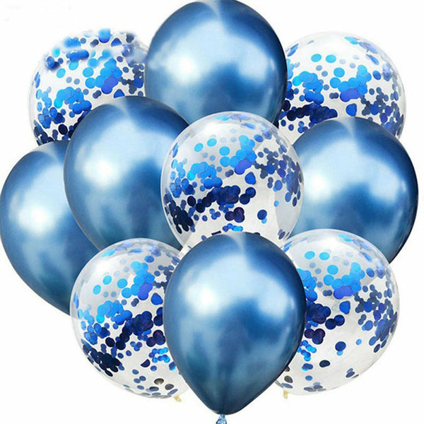 10X Confetti Metallic Chrome Retro Balloons Set Wending Birthday Decor Balloon