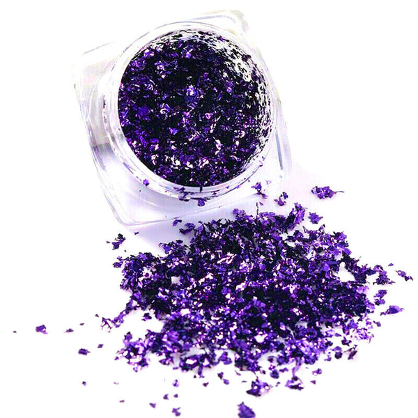 6 Colours Nail Art Sequins Mirror Glitter Powder Foil Flakes Paillette Decor AU