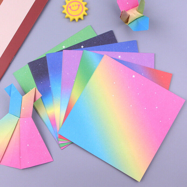 24-120X Square Colored Origami Glitter Folding Paper DIY Crafts Tool Gift Manual