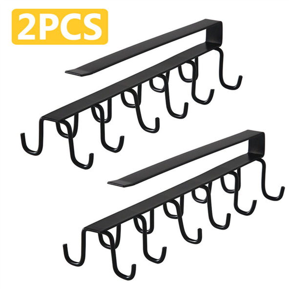 12 Hook Mug Cup Rack Holder Under Shelf Kitchen Cabinet Metal Hanger Wardrobe AU