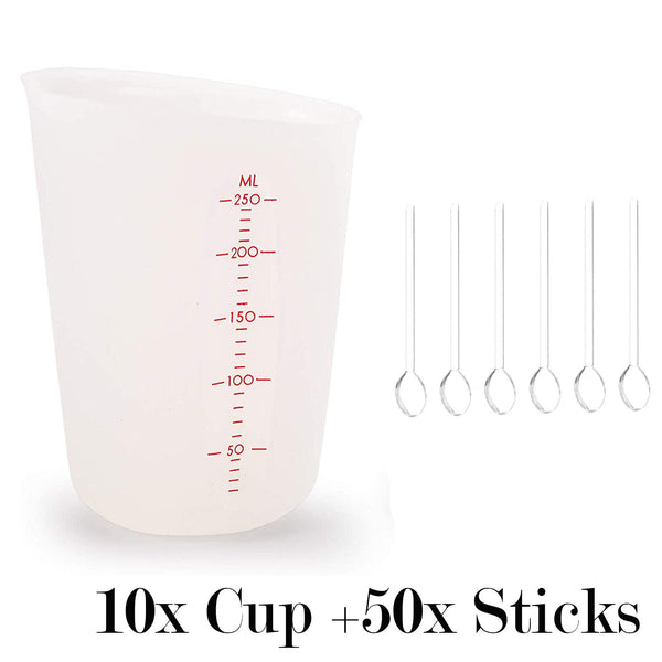 1-10X 250ml Silicone Measuring Cup Resin Glue Tool Jewelry Measuring Cup SpoonAU