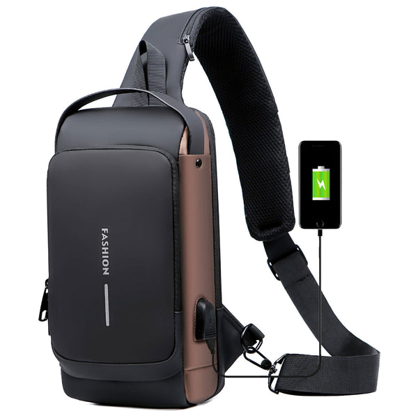 Anti-theft Chest Shoulder Messenger Backpack Men Sling Crossbody Bag USB Port AU