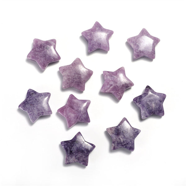 4X Natural Crystal Quartz 3CM Star Carved Worry Pocket Gemstone Healing Stone AU