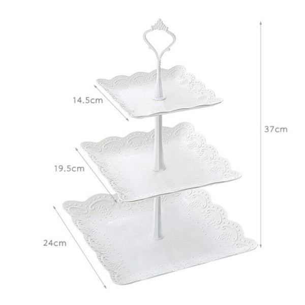 3 Tier Cake Stand Cupcake Holder Set White Plastic Dessert Display Wedding Party
