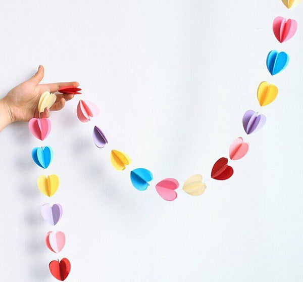 5PCS Heart Round Shape Paper Bunting Garland Wedding Party Banners Decoration 2M