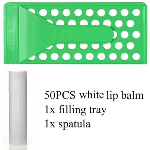 5ML Lip Balm Filling Tray & Spatula Set 50 Lip Balm Containers Handmade DIY Tool