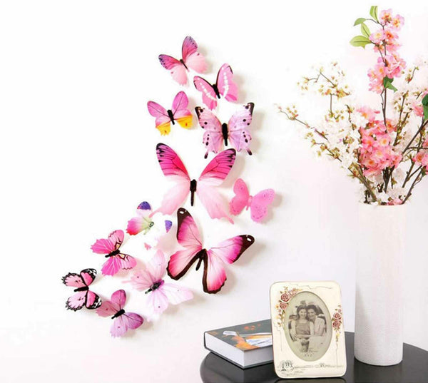 12PCS 3D 3D DIY Wall Decal Stickers Butterfly Home Room Art Decor Decorations AU