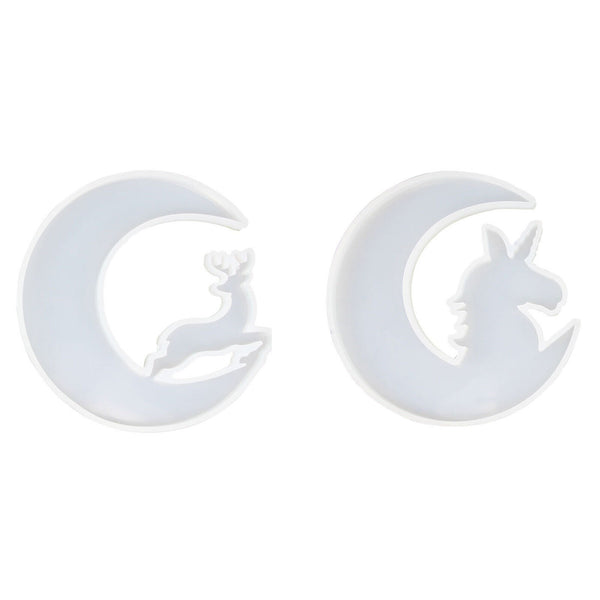 2PCS Christmas Deer Moon Cat Silicone Resin Casting Mold Jewelry Epoxy Moulds AU
