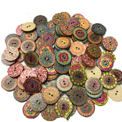100/200pcs 2 hole Mixed Vintage Wood Buttons DIY Sewing Craft Buttons Decorative