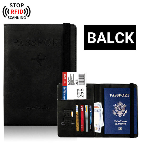 Travel Passport ID Wallet Holder Cover RFID Blocking Card Case Cover Leather