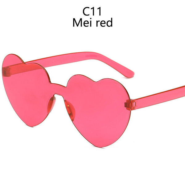 2PCS Love Heart Shape Sunglasses Clear Lens Rimless Festival Glasses Dress Party