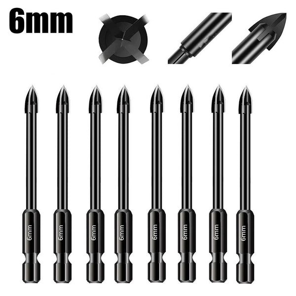 10PCS Titanium Ceramic Tile Glass Drill Bit Tungsten Carbide Cross Spear Head AU