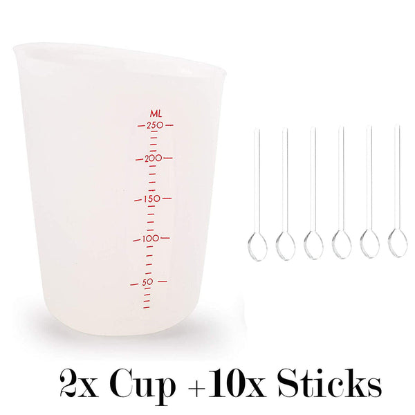 1-10X 250ml Silicone Measuring Cup Resin Glue Tool Jewelry Measuring Cup SpoonAU