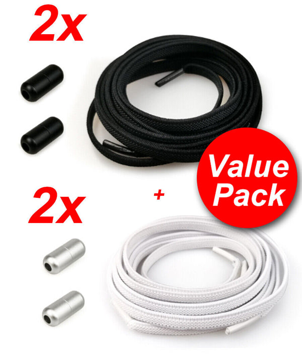 4 Pairs No Tie Shoelaces Elastic Locked Shoe Lace Lazy Laces Sports Kids Adults