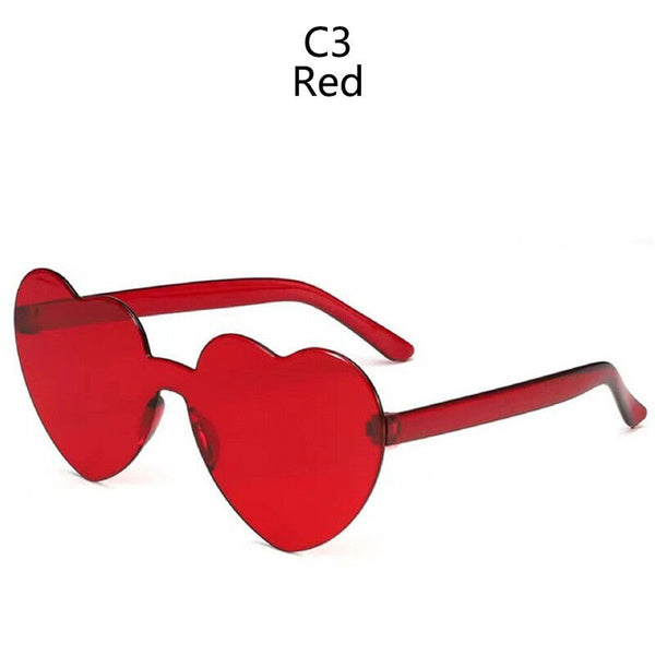 2PCS Love Heart Shape Sunglasses Clear Lens Rimless Festival Glasses Dress Party