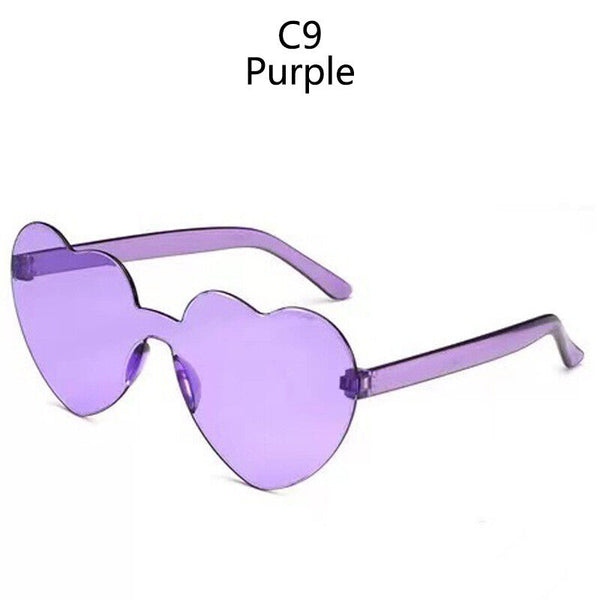 2PCS Love Heart Shape Sunglasses Clear Lens Rimless Festival Glasses Dress Party