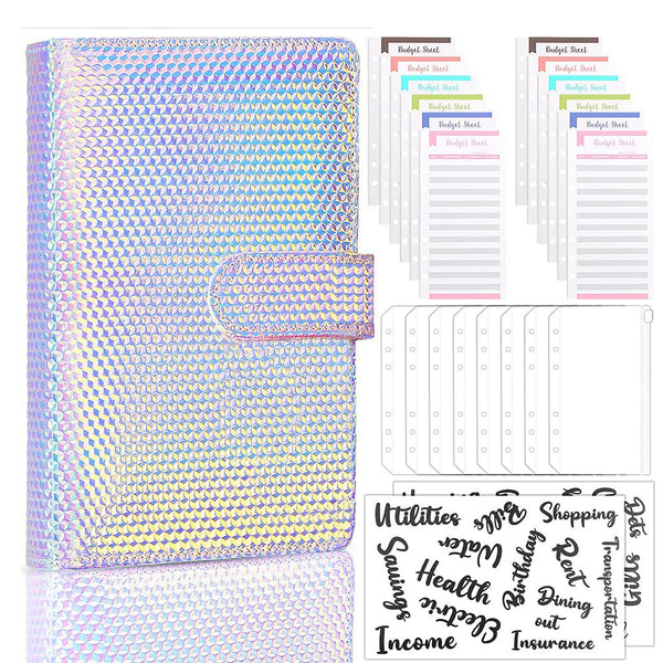 1PC A6 PU Leather Notebook Binder Budget Planner Organizer Cover Cash Pockets