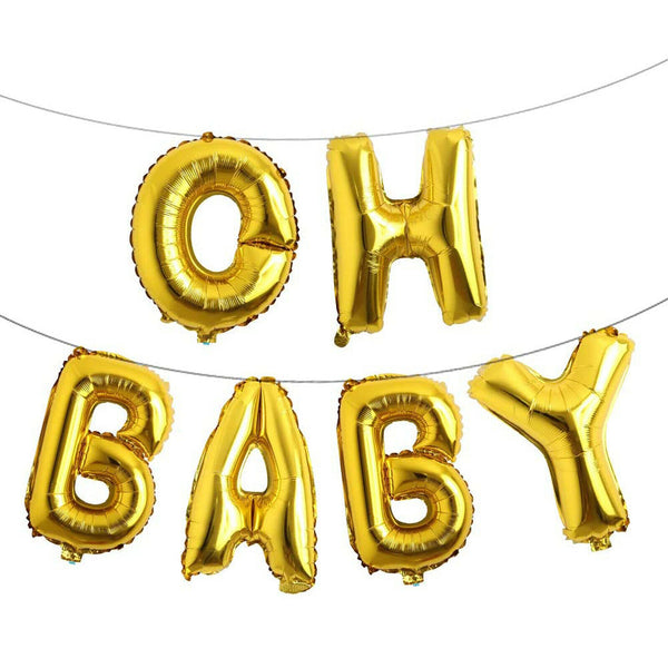 40cm OH BABY Rose Gold Foil Balloons With Ribbons For Baby Shower Brthday Party