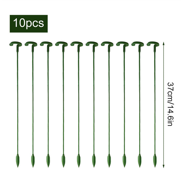 10X Garden Single Stem Support Ring Plants Flower Support Stake Fiberglass Green