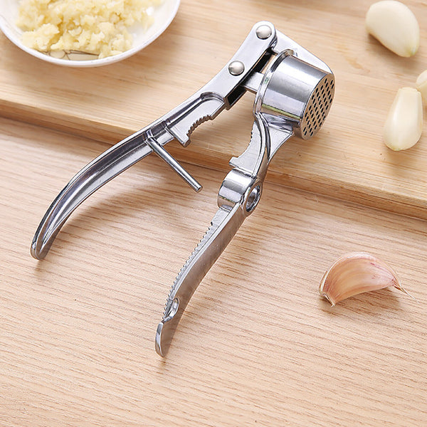 Garlic Press Crusher Stainless Steel Tool Silver Kitchen Squeezer Masher Mincer