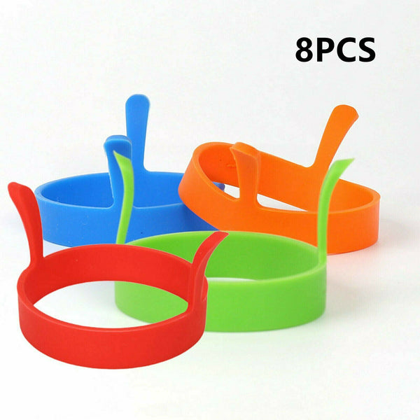 4/8X Silicone Egg Rings Tools Kitchen Fried egg Pancake Handles Non Stick Baking - Lets Party