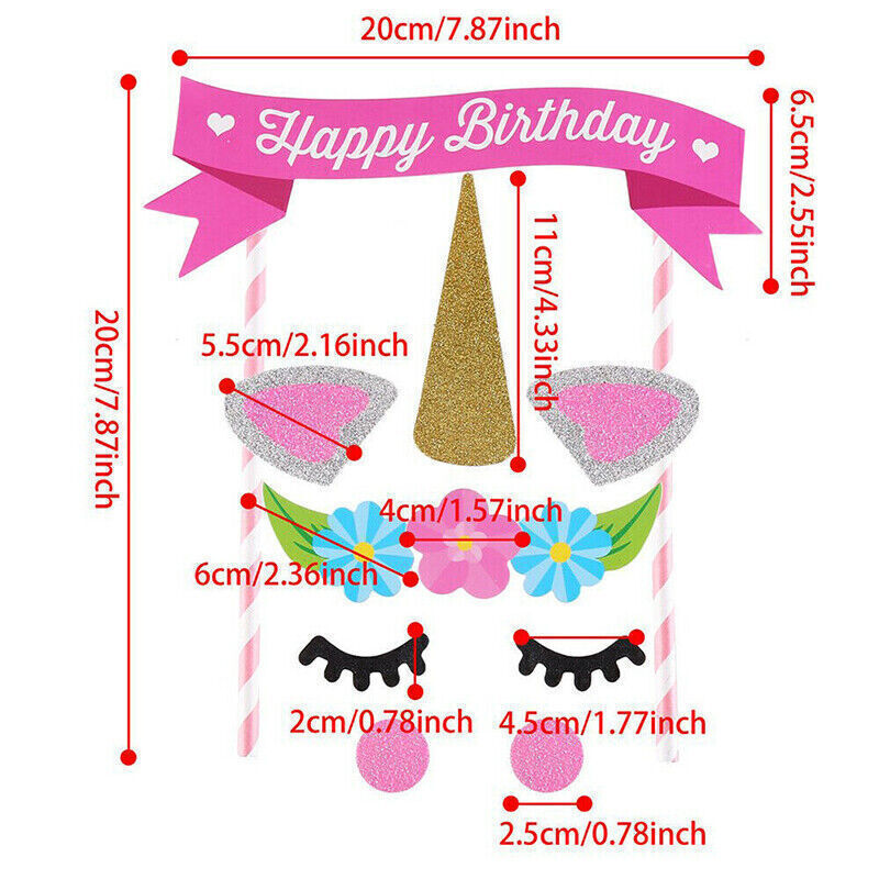 Unicorn Birthday Party Decoration Cake Topper Candy Bag Cake Wrappers Kit
