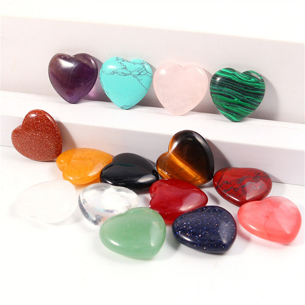 Heart Shape Crystal Gemstones Pendant Natural Quartz Chakra Healing Stone