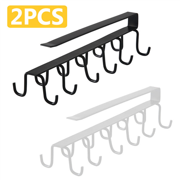 12 Hook Mug Cup Rack Holder Under Shelf Kitchen Cabinet Metal Hanger Wardrobe AU