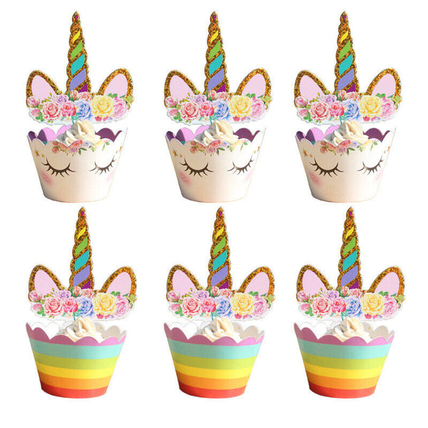 Unicorn Birthday Party Decoration Cake Topper Candy Bag Cake Wrappers Kit