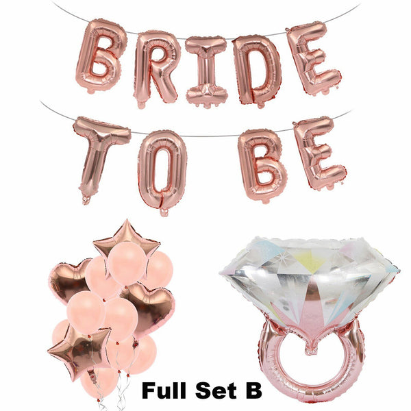 Rose Gold Bridal Shower Decorations Bride to Be Banner Engagement Ring Balloon A