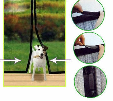 2 x SET Magnetic Door Mesh Black Fly Screen Magic Magna Mosquito Bug Curtain - Lets Party