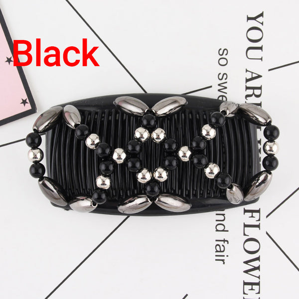 Beaded Stretchy Easy Magic Hair Comb Elastic Double Hair Clip Hair Accessories